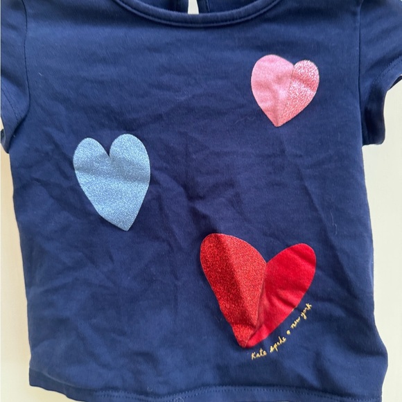 NWOT Kate Spade 12M Blue Multicolor Heart Girls Short Sleeve Top Blouse - Picture 2 of 4